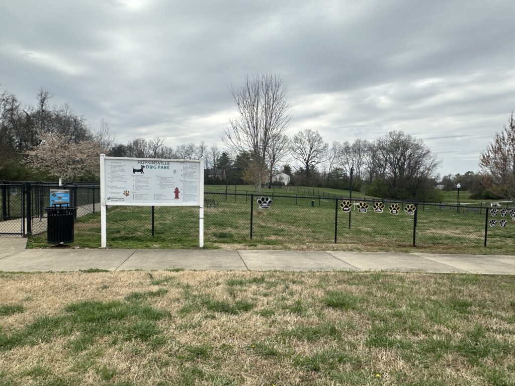 Dog park in Hopkinsville KY with open green space and walking areas